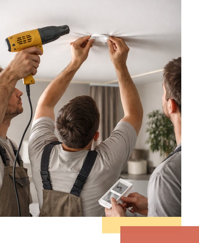 Ремонт прокола полотна натяжного потолка в Тынде