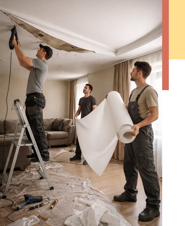 Замена полотна натяжного потолка в Тынде от 9763 руб. быстро и недорого | ОТДЕЛОЧНИК-Тнд