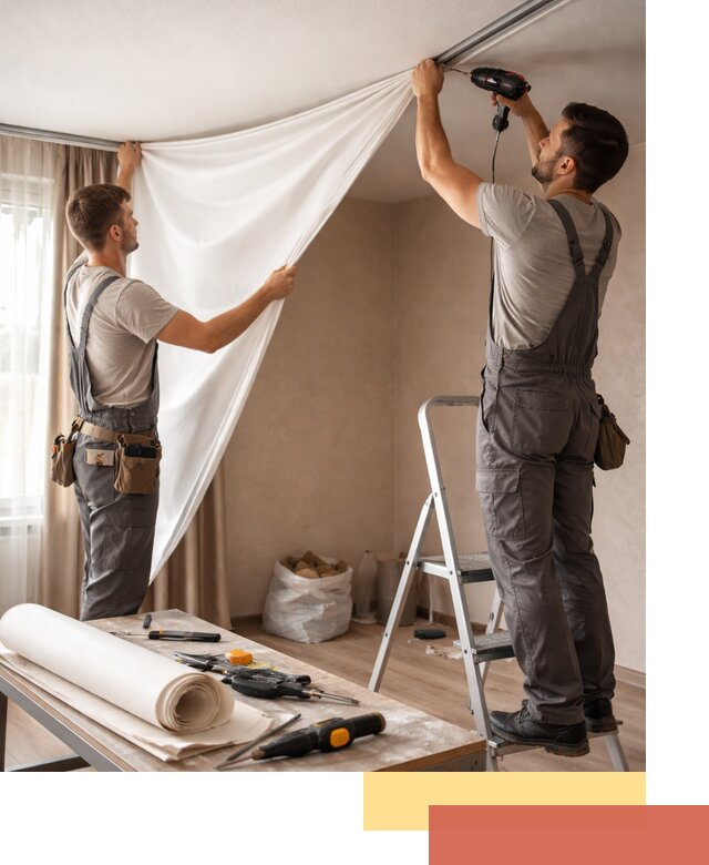 Замена полотна натяжного потолка в Тынде быстро и качественно