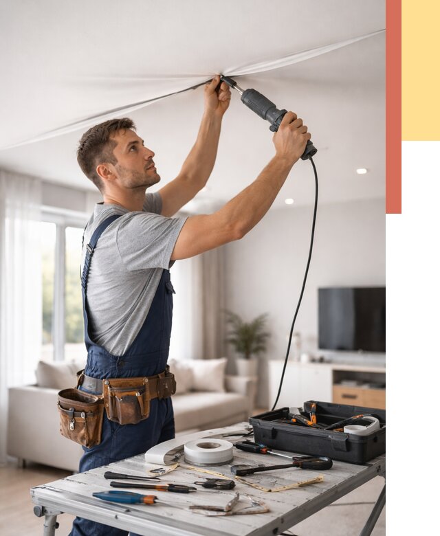 Ремонт натяжных потолков в Тынде от 9763 руб. под ключ — ОТДЕЛОЧНИК-Тнд