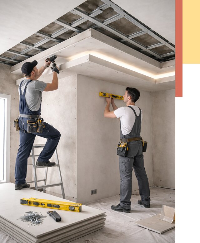 Двухуровневый потолок из гипсокартона в Тынде от 1490 руб. под ключ | ОТДЕЛОЧНИК-Тнд