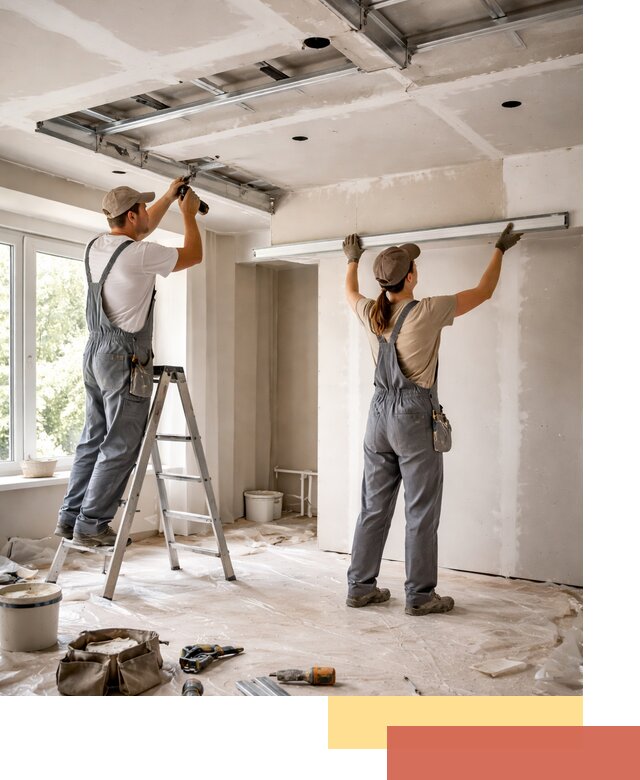 Монтаж многоуровневого потолка из гипсокартона в Тынде