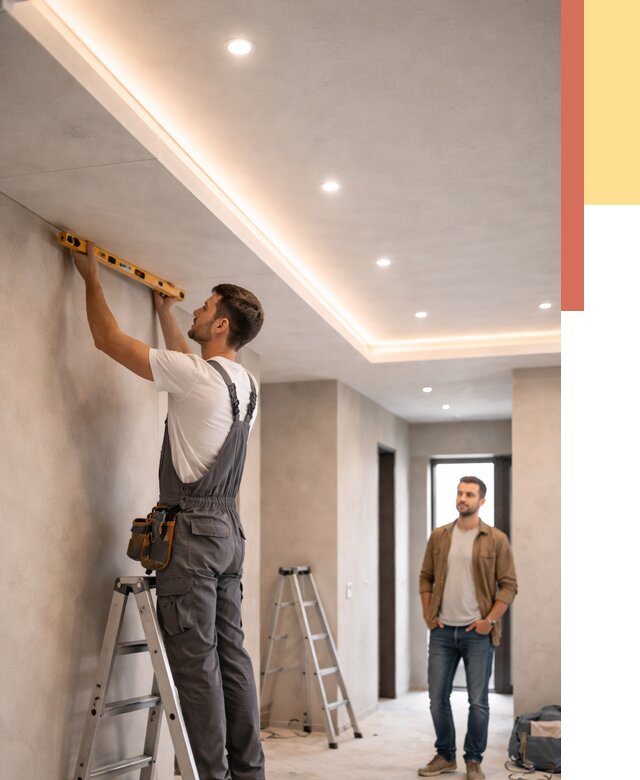 Потолок из гипсокартона с подсветкой в Тынде от 771 руб./м2 под ключ | ОТДЕЛОЧНИК-Тнд