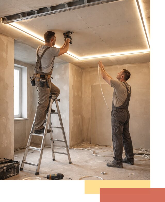 Потолок из гипсокартона с подсветкой в Тынде