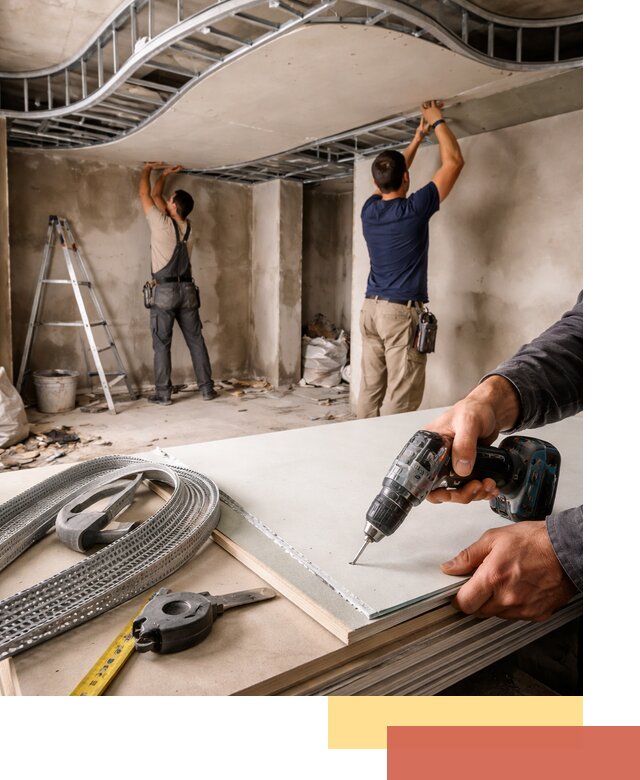 Криволинейный потолок из гипсокартона в Тынде — монтаж и отделка