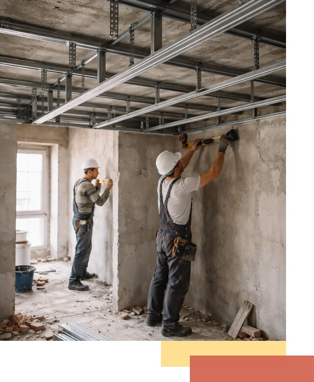 Монтаж каркаса потолка из профильного профиля в Тынде