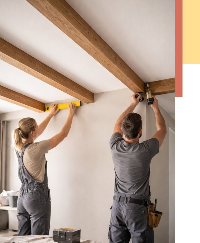 Монтаж декоративных балок на потолок в Тынде от 4316 руб. — ОТДЕЛОЧНИК-Тнд